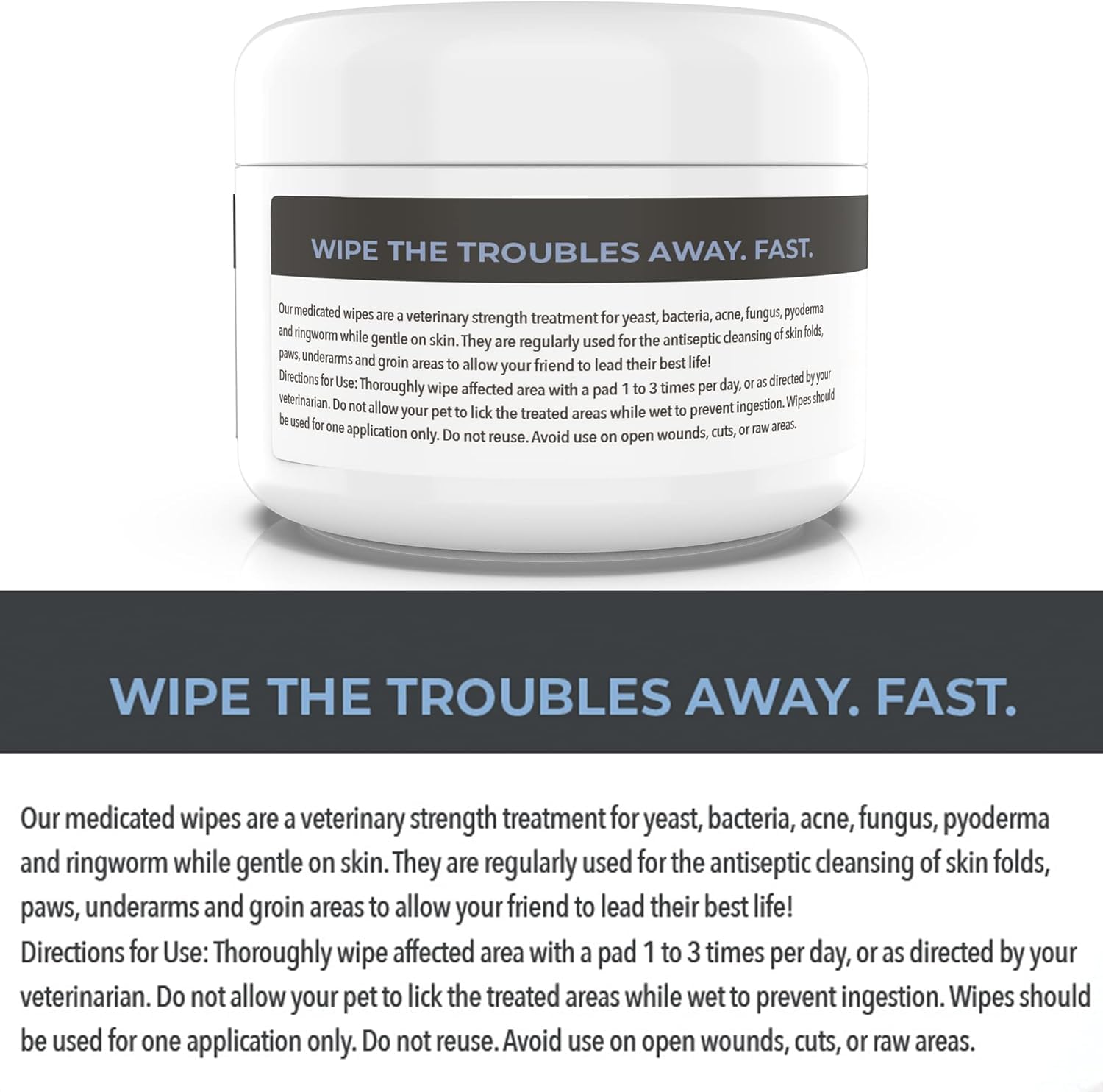 Smiling Paws Antibacterial Wipes USA made, quality-controlled option for pet care.