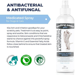 Dogs and cats receiving targeted application of the spray on affected areas.