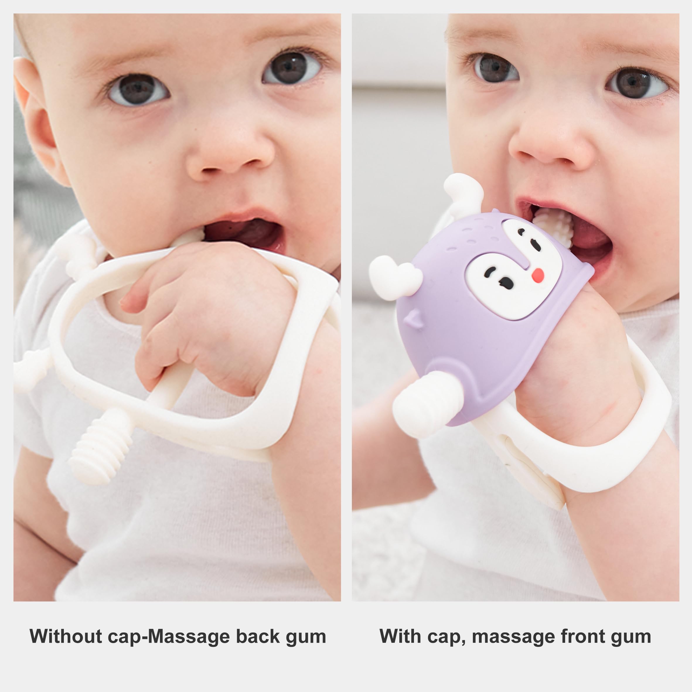Smily Mia hand teether in ocean blue for easy grasp and safe chewing.