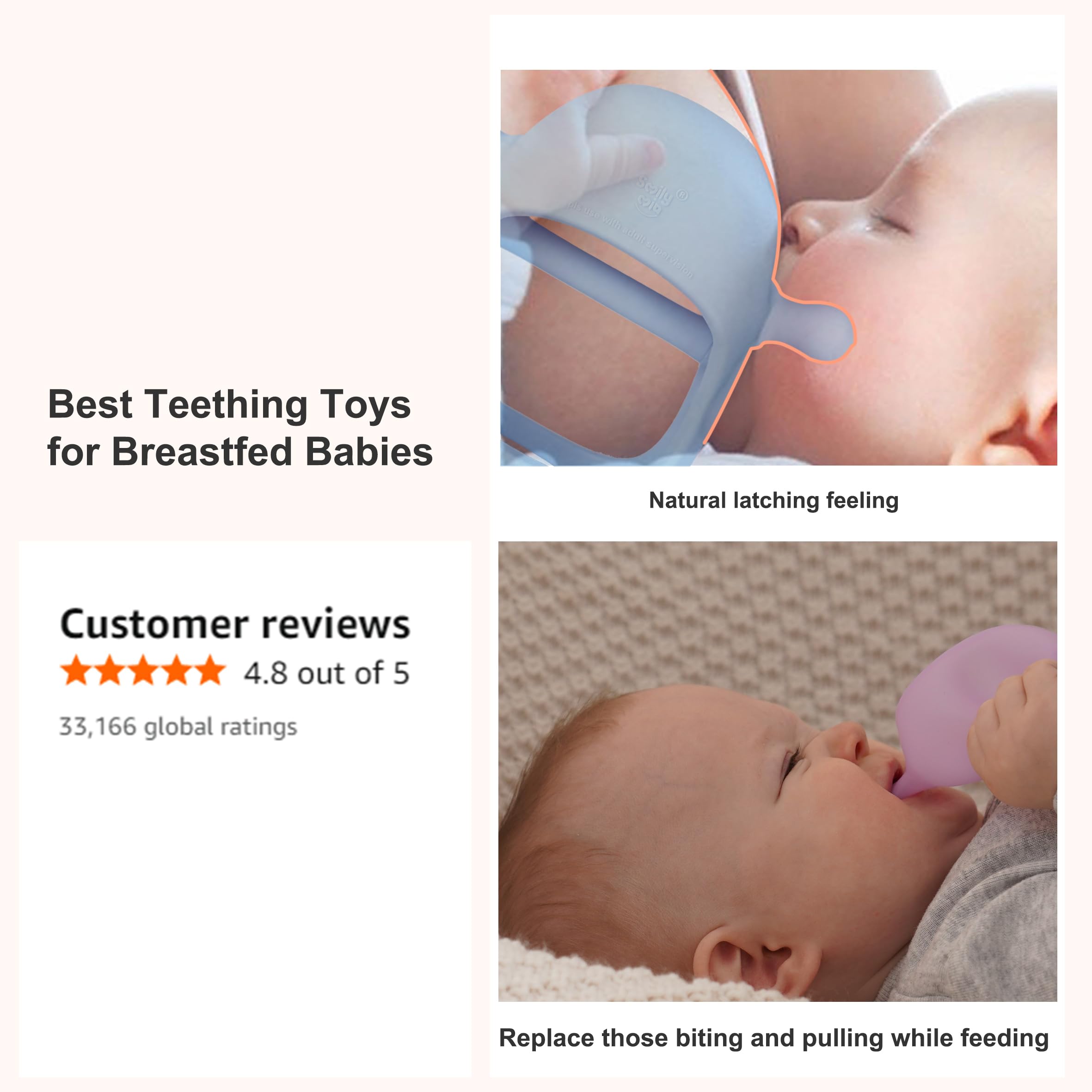 Smily Mia Silicone Pacifier Alternative provides calm soothing bite.