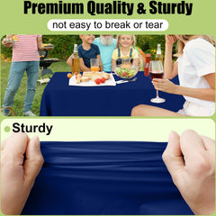 Smiry's navy tablecloth cleans easily with a damp cloth.