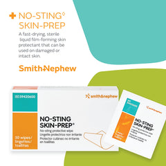 Smith+Nephew NO-STING Skin-Prep Wipes applied on skin form a protective barrier.
