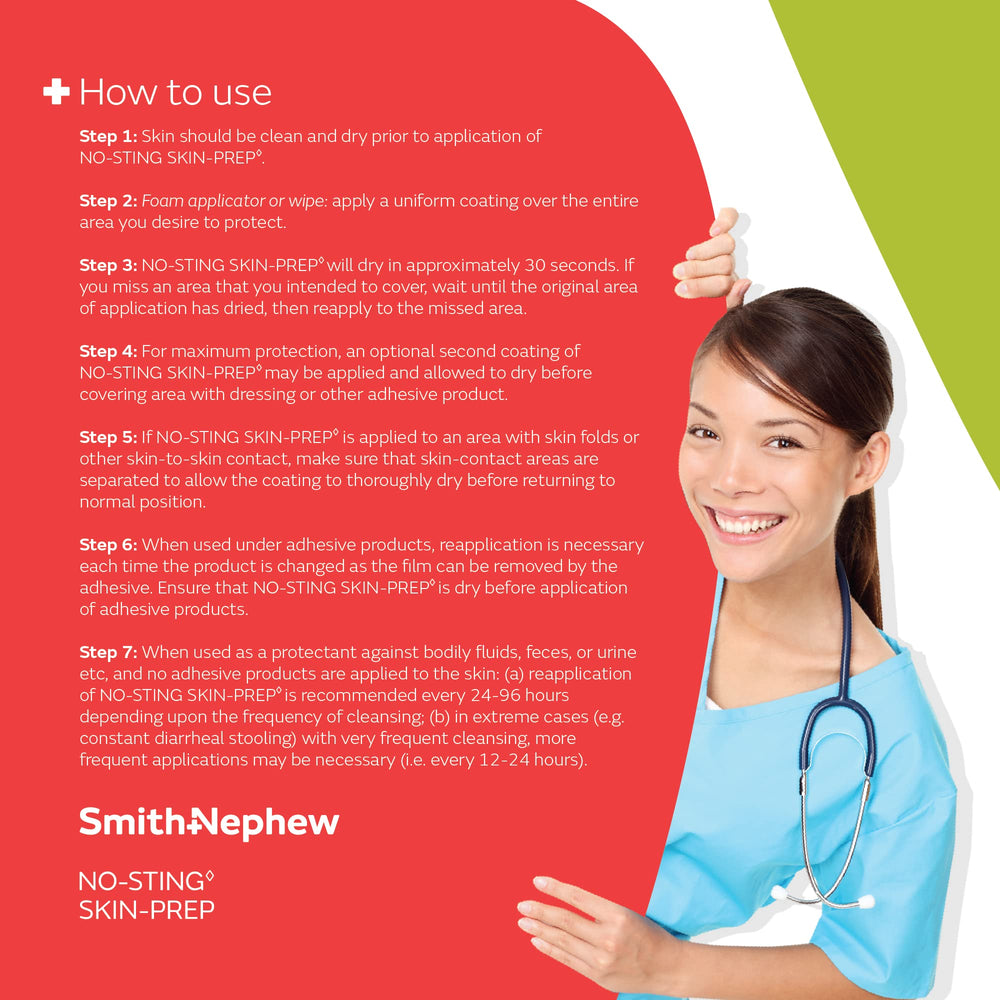 Smith+Nephew NO-STING Skin-Prep Wipes simplify external wound care routines.