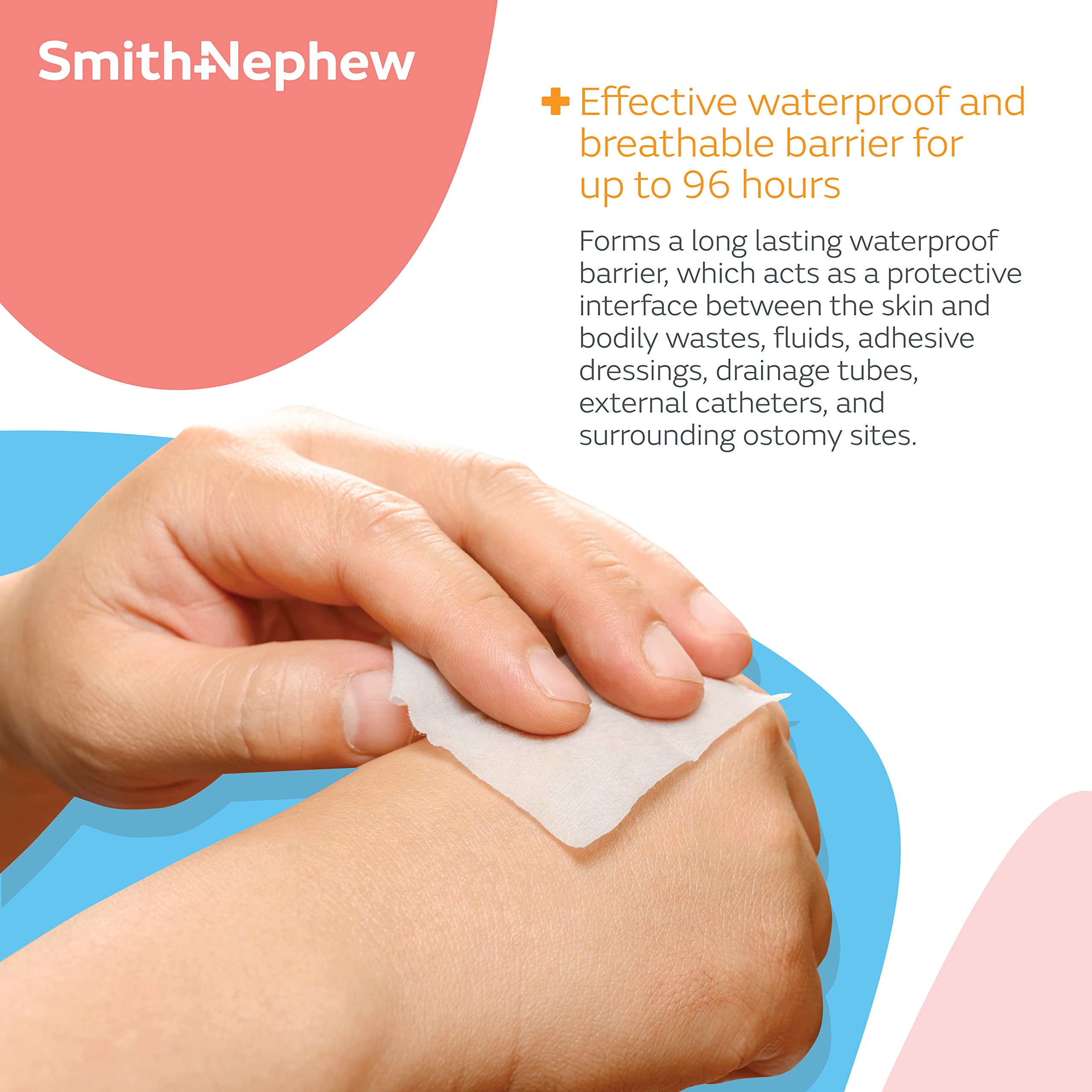 Smith+Nephew NO-STING Skin-Prep Wipes dry to form a lasting, water-resistant film.