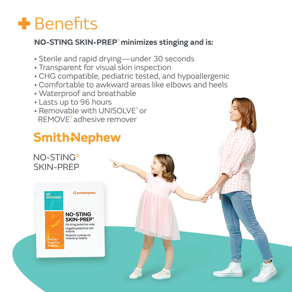 Smith+Nephew NO-STING Skin-Prep is fragrance-free and alcohol-free.