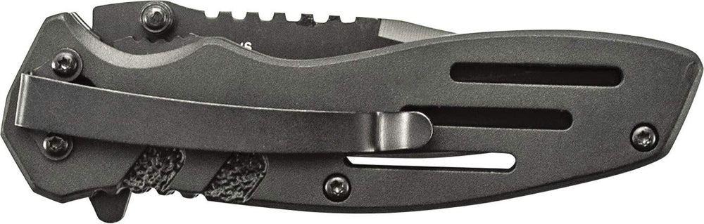 Smith & Wesson Extreme Ops aluminum handle texture improves grip in wet or cold conditions.