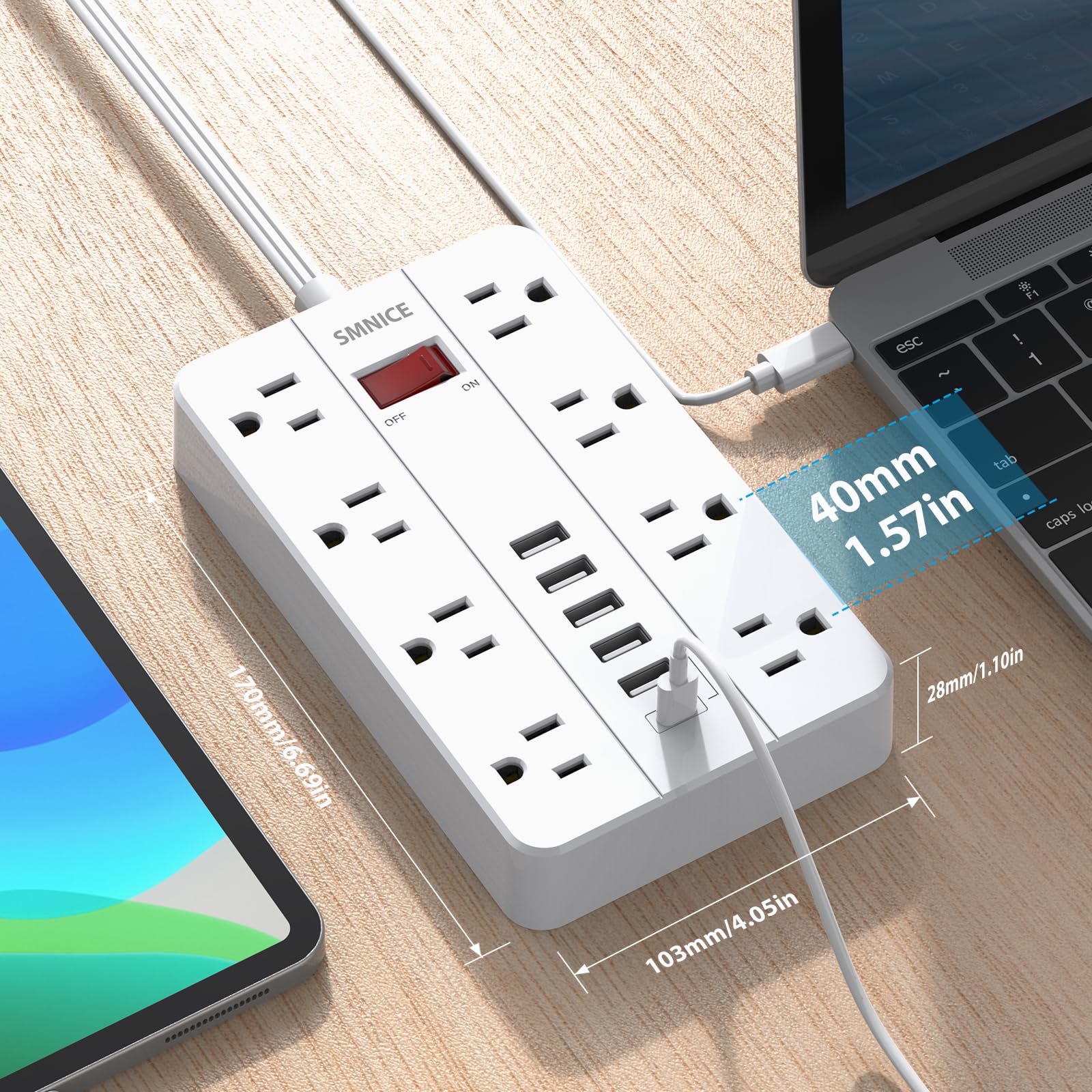 SMNICE surge-protector provides 1080 joule protection for electronics