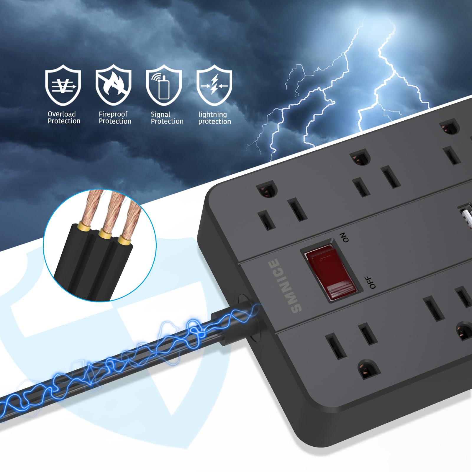 SMNICE wall-mount holes enable secure, space-saving placement.