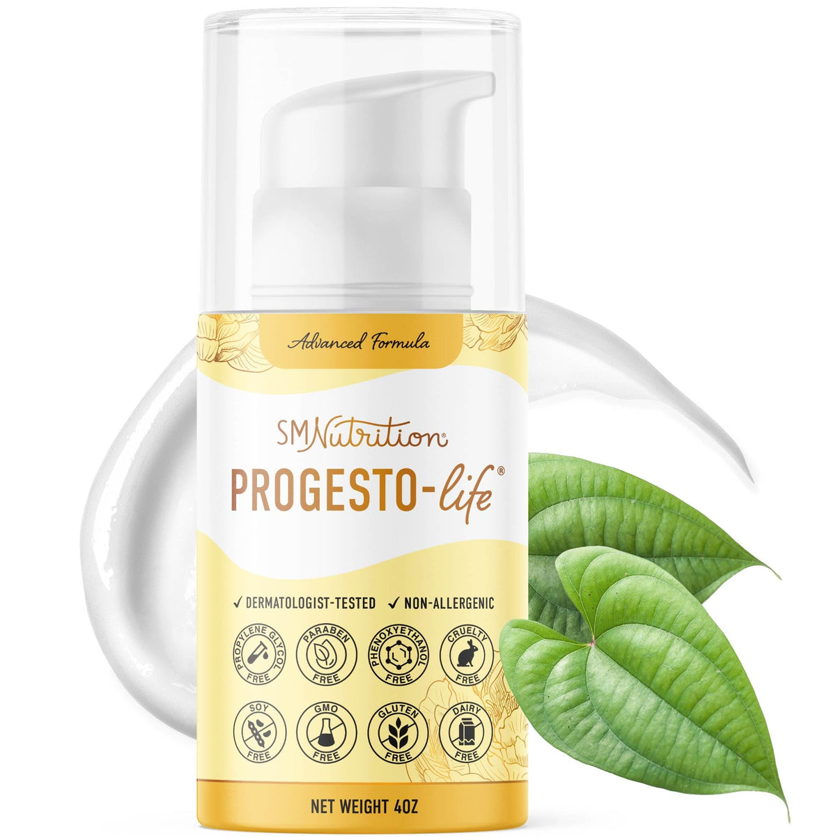 SMNutrition Advanced Progesto-Life bottle front with pump for daily use