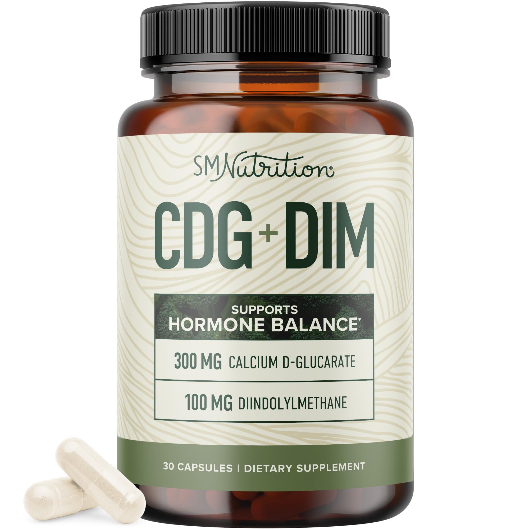 SMNutrition Calcium D-Glucarate with DIM bottle for hormone balance.