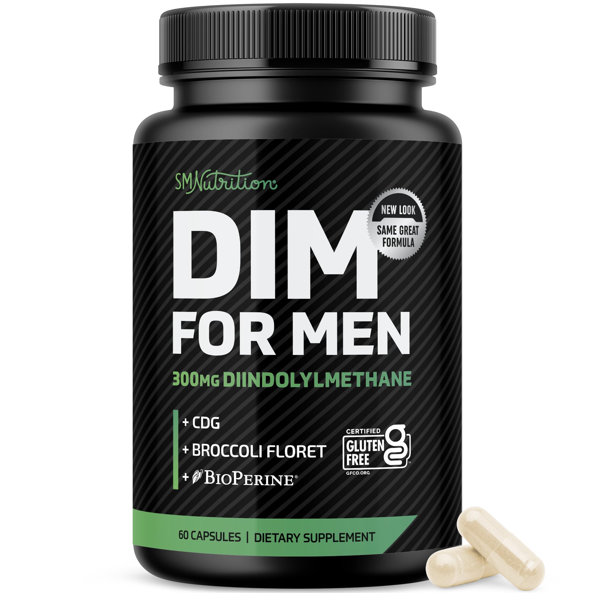 SMNutrition DIM 300mg for Men bottle showing a hormone balance option.