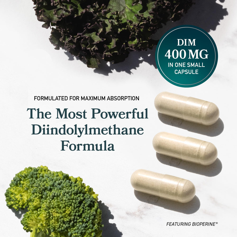SMNutrition DIM 400mg bottle on packaging display for habit-friendly supplementation.