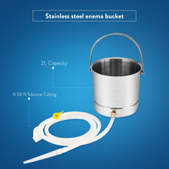 Smokitcen stainless steel enema bucket close-up showing durable construction