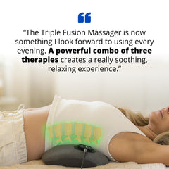 SmoothSpine relaxation session on bed highlights spa-like relief at home.