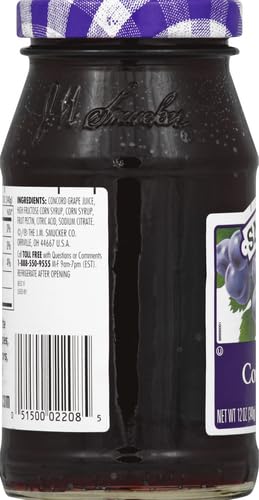 Smucker's Concord Grape Jelly as a pancake topping with a glossy look.