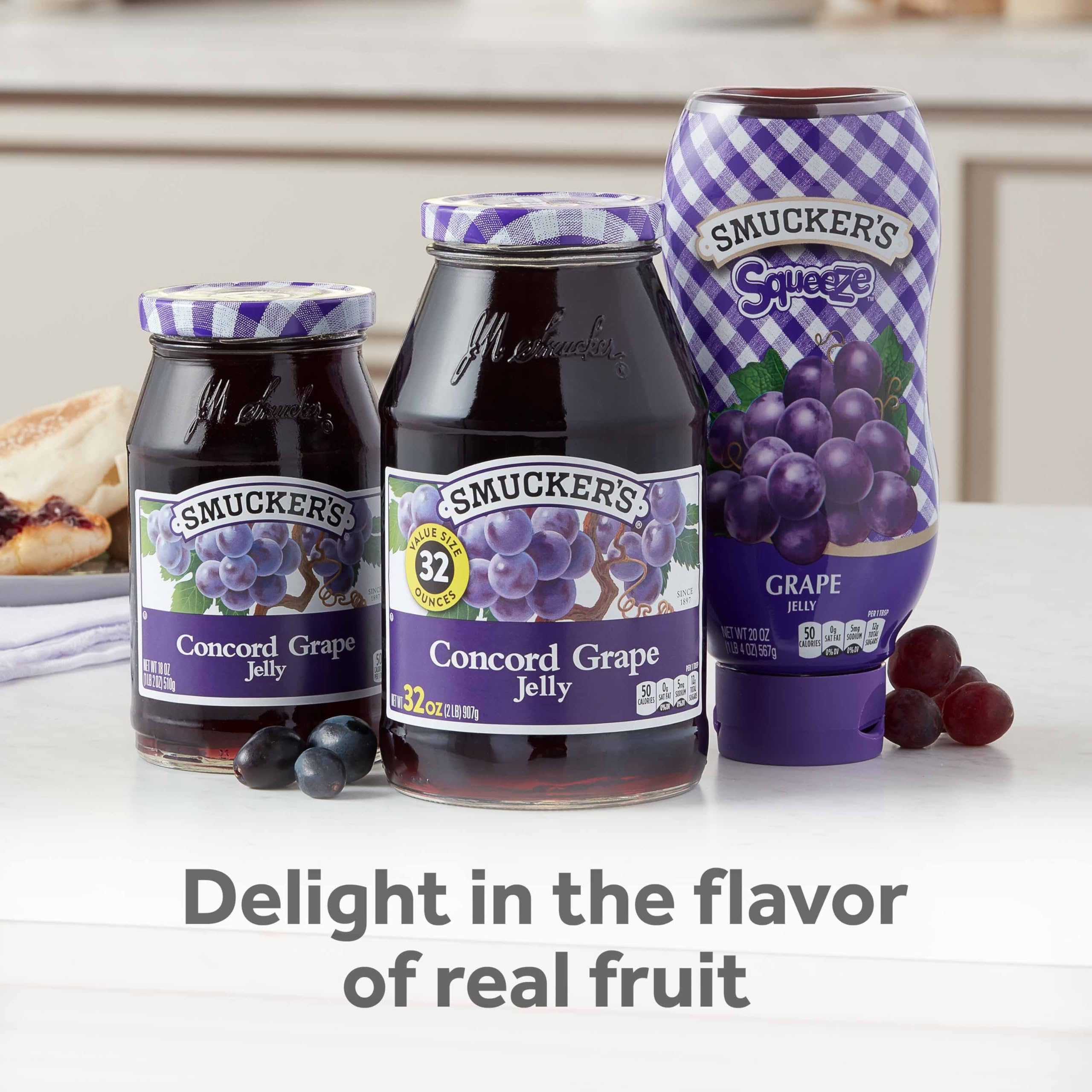 Smucker's Grape Jelly freshness code label aiding quality control.