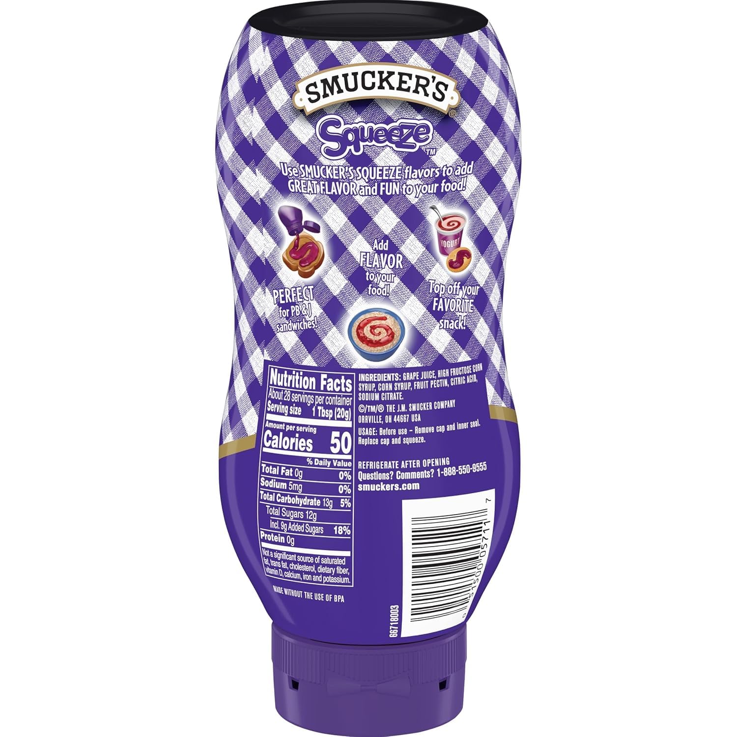 Smucker's Grape Jelly in a busy kitchen back-of-house setup.