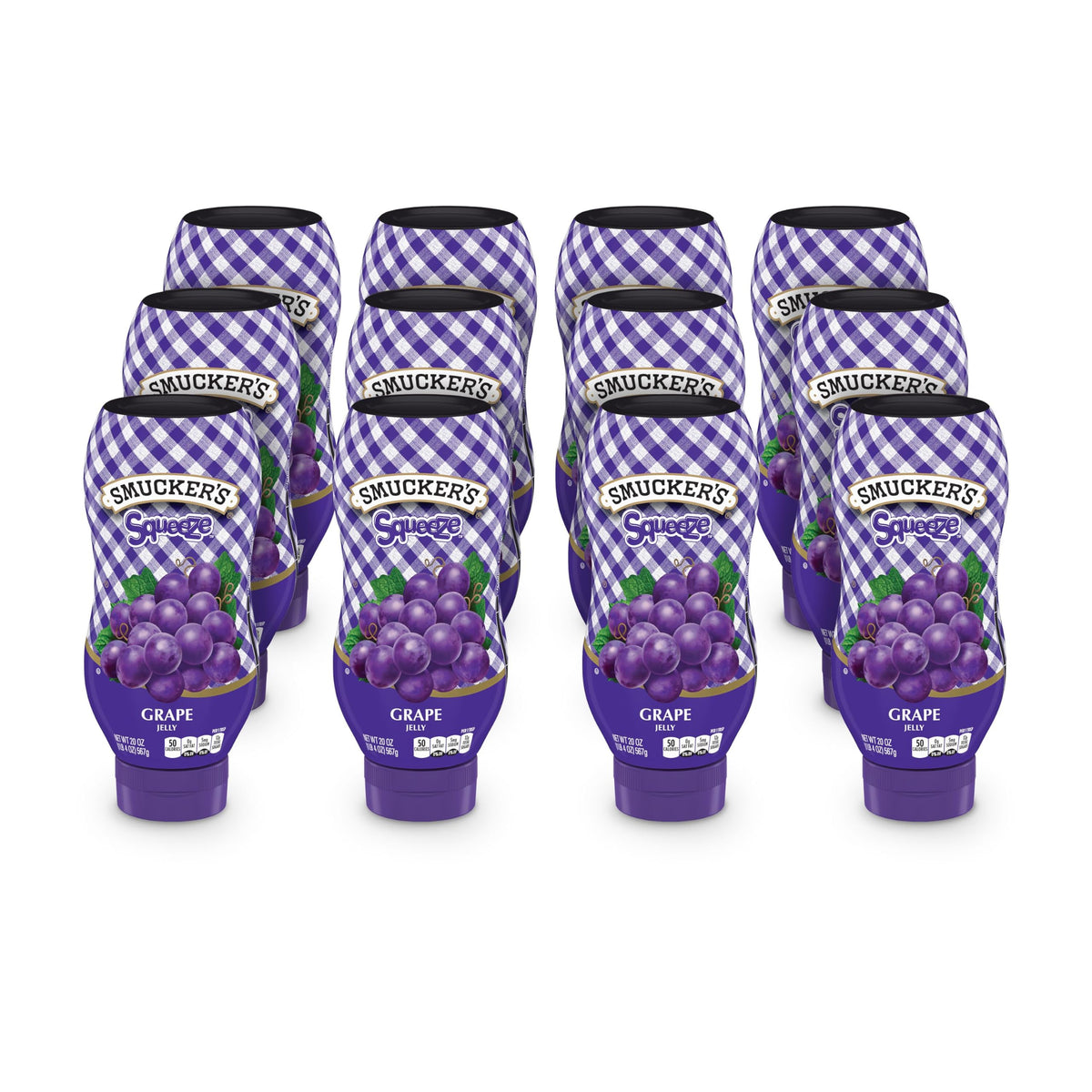 Smucker's Grape Jelly squeeze bottle front view for quick, mess-free servings.