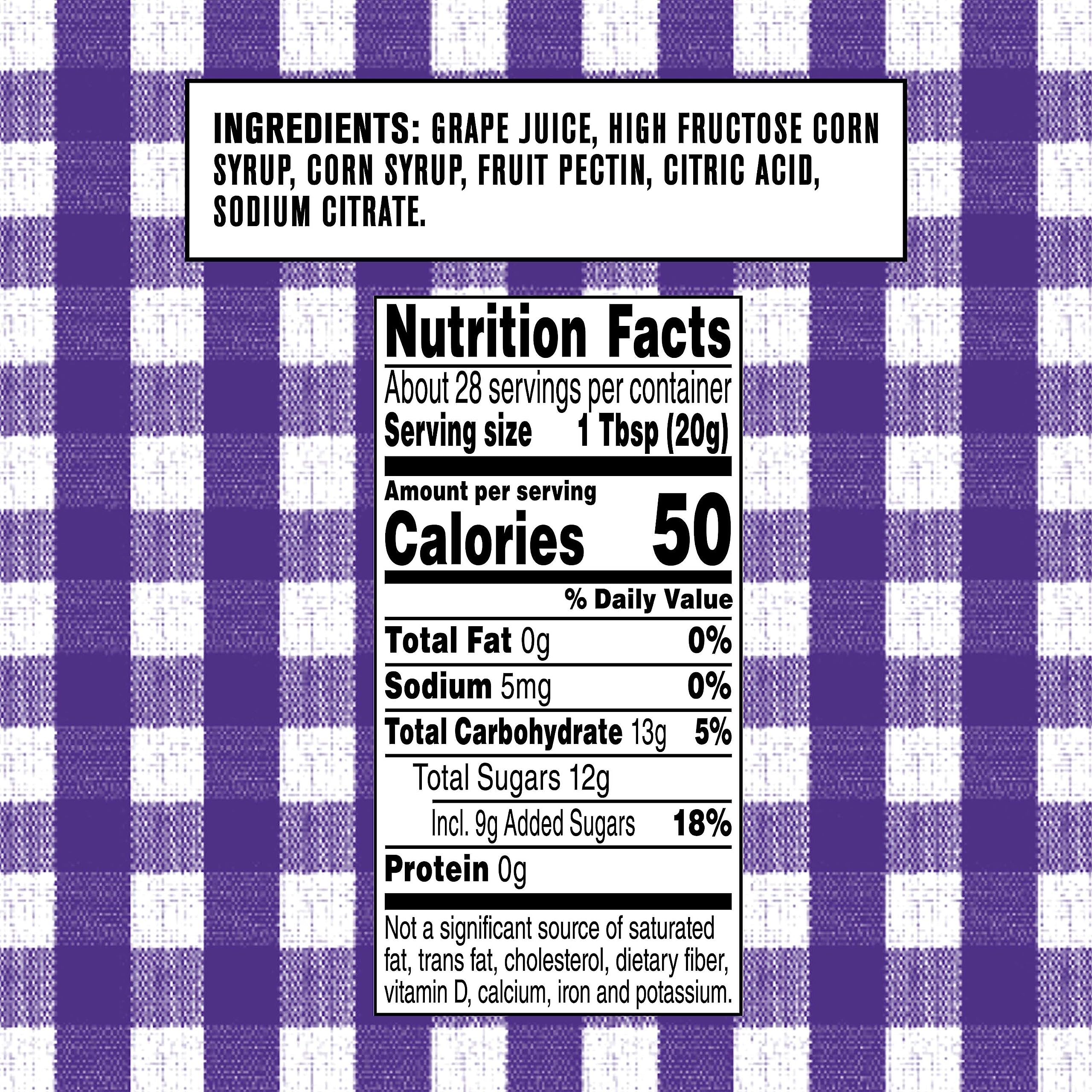 Smucker's Grape Jelly squeeze bottle label close-up with freshness traceability for consistent quality.