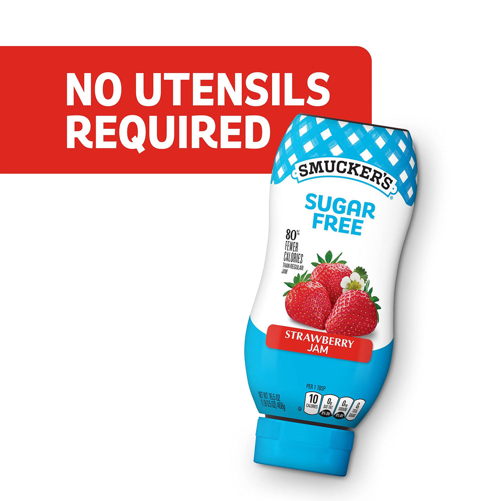 Family enjoying Smucker’s sugar-free strawberry jam as a snack