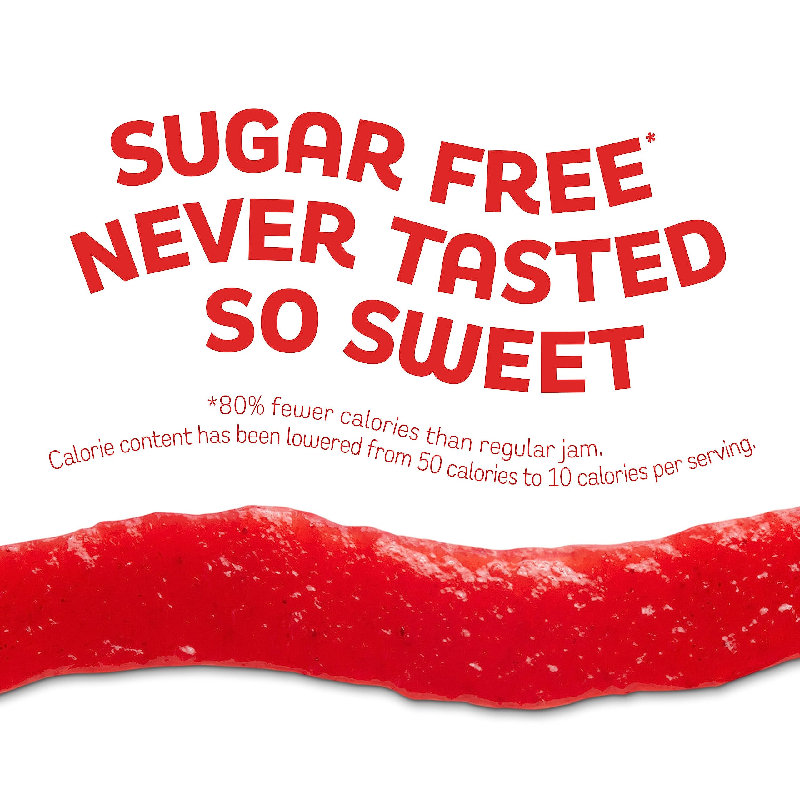Smucker’s Sugar Free Strawberry Jam drizzled on pancakes for a quick treat.