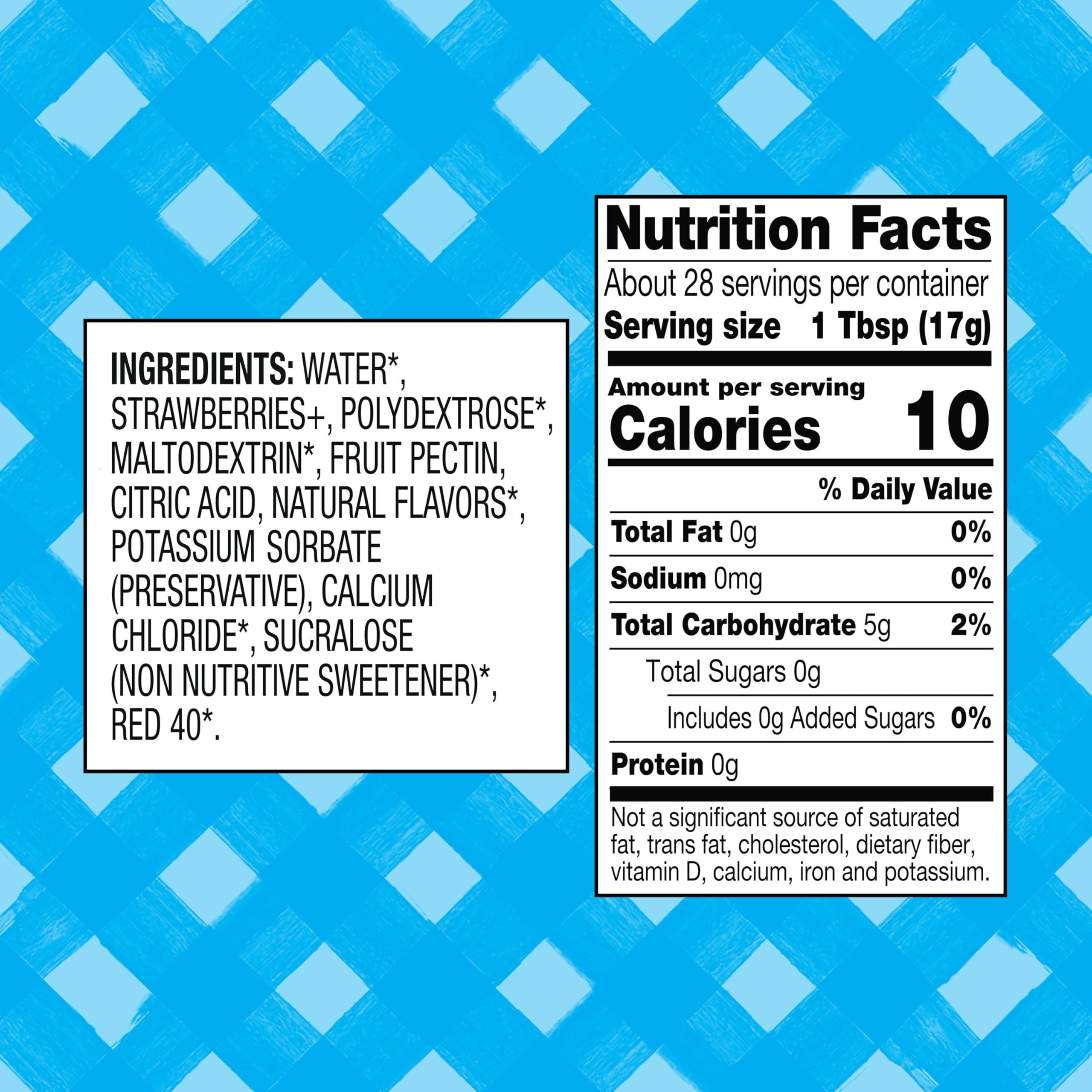 Squeezable bottle in use for toast with Smucker’s sugar-free strawberry jam.