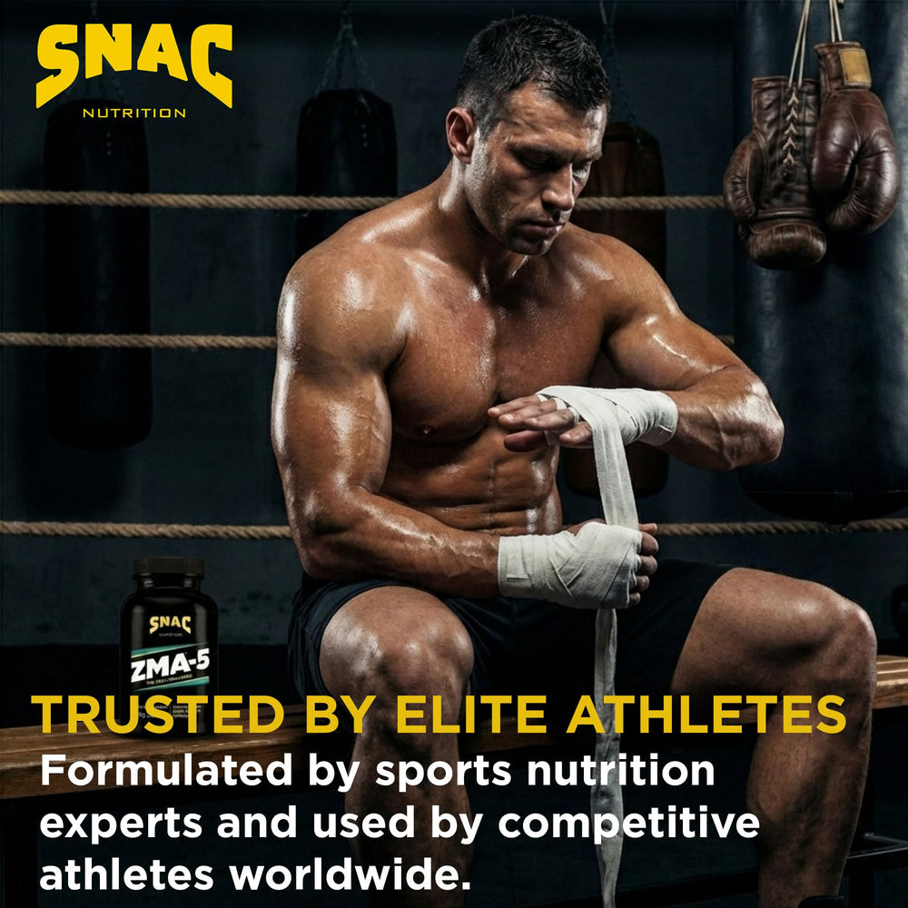 SNAC ZMA-5 capsules in a glass with water for nightly routine.