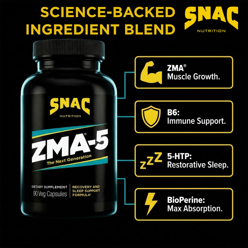 SNAC ZMA-5 label close-up highlighting ingredients.