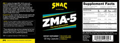 SNAC ZMA-5 label closeup highlighting clean, gluten-free formula for recovery