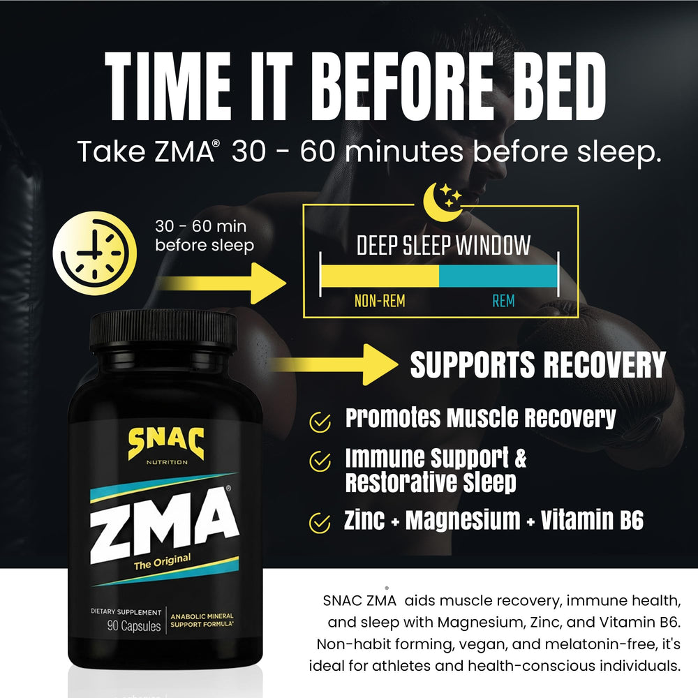 SNAC ZMA sleep scene showing a nighttime routine for deeper rest and focus.