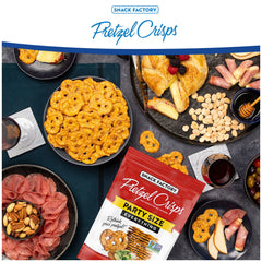 Snack Factory Everything Pretzel Crisps paired with cream cheese for savory bites.