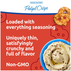 Snack Factory Everything Pretzel Crisps Non-GMO Project Verified label close-up