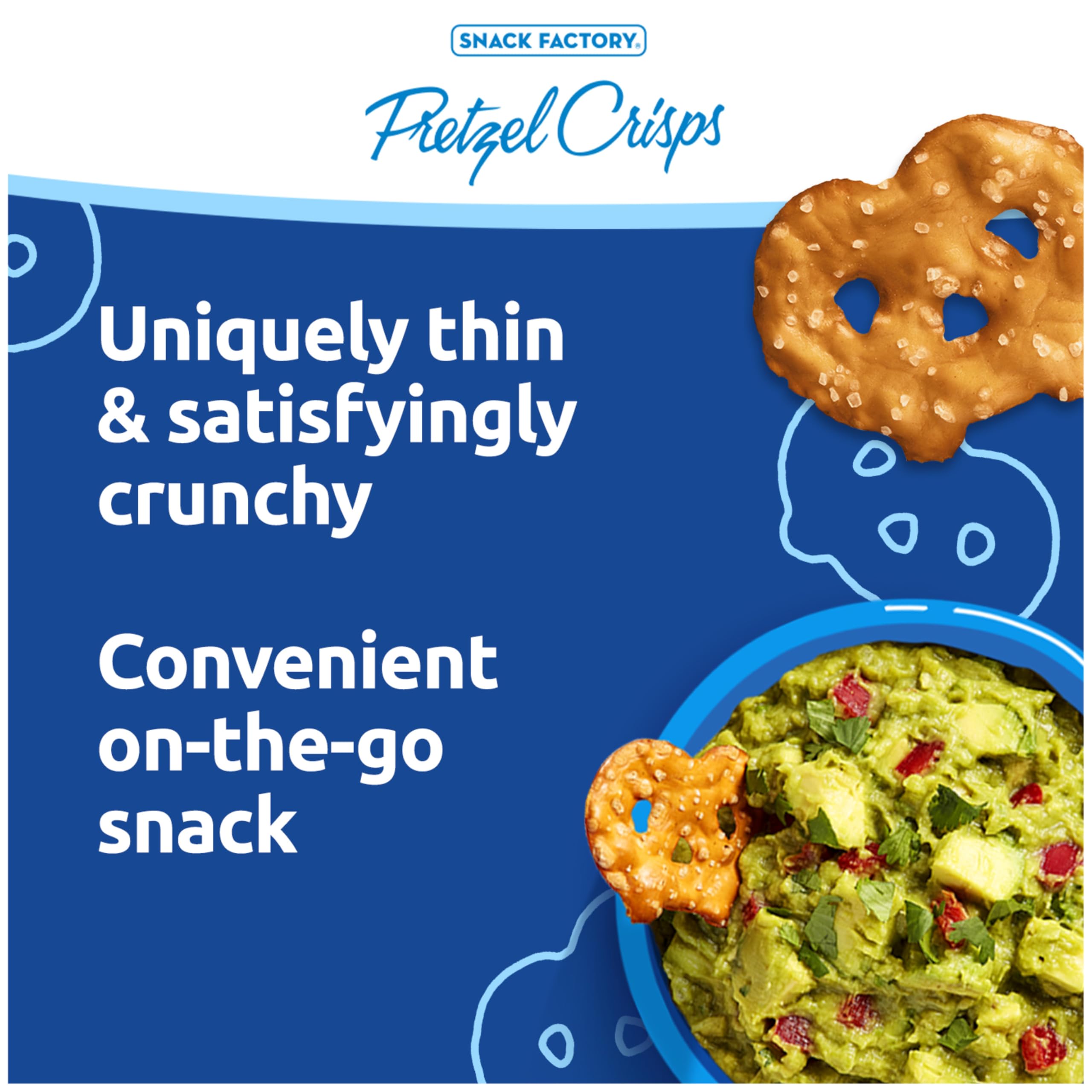 Snack Factory Pretzel Crisps Buffalo Wing bag with bold, spicy flavor for dipping