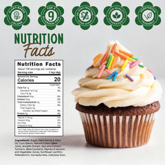 Snackathon dye-free rainbow jimmies on cupcakes for vivid decoration.
