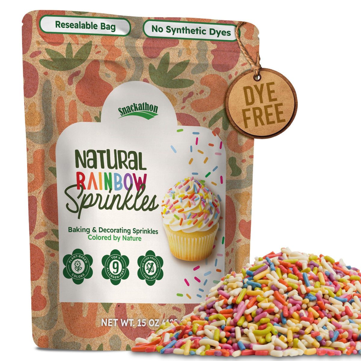 Snackathon natural sprinkles rainbow bulk bag for baking enthusiasts.