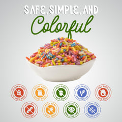 Snackathon sprinkles on donut for colorful topping and extra texture.