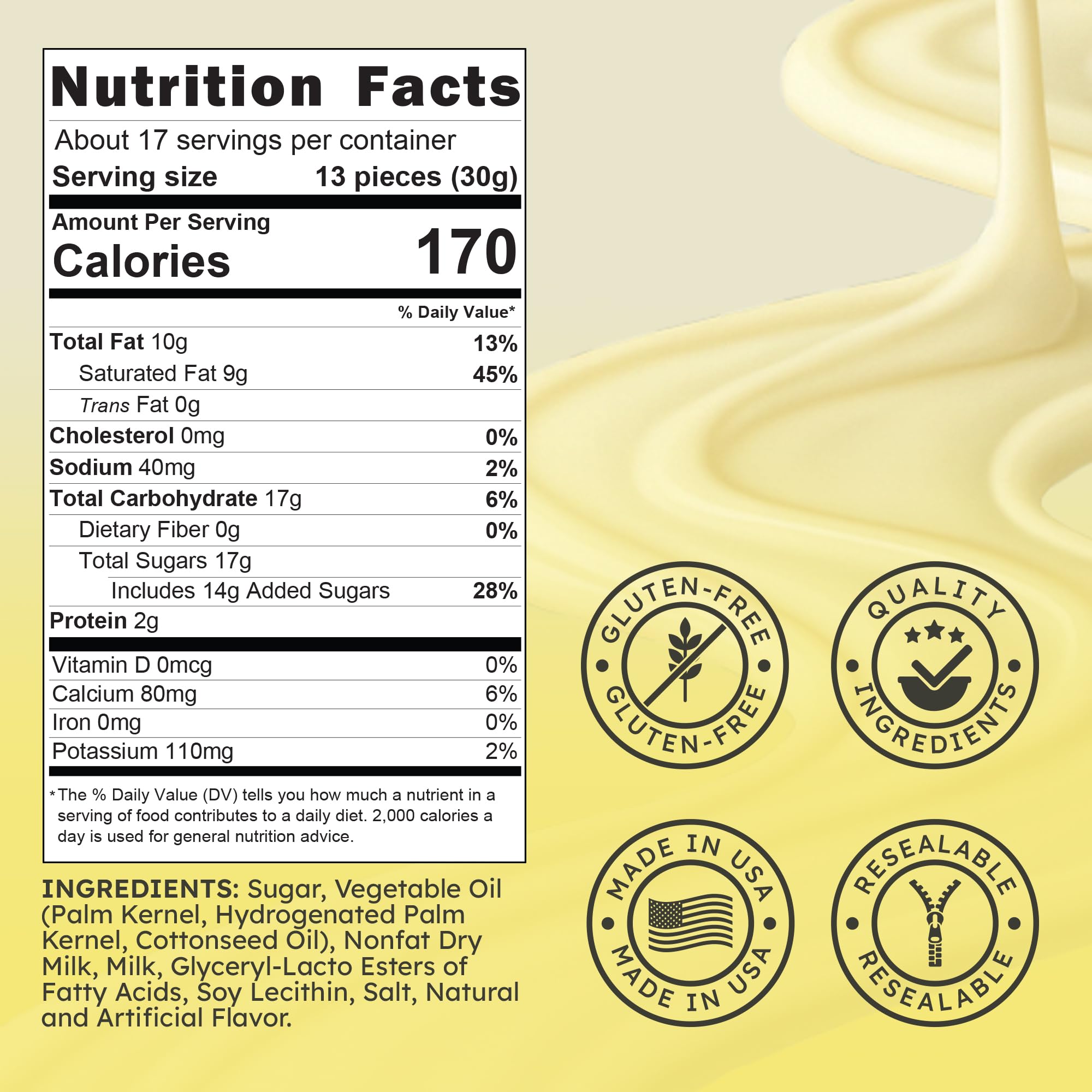 Snackathon white compound chocolate coating illustration highlights smooth coating for desserts.