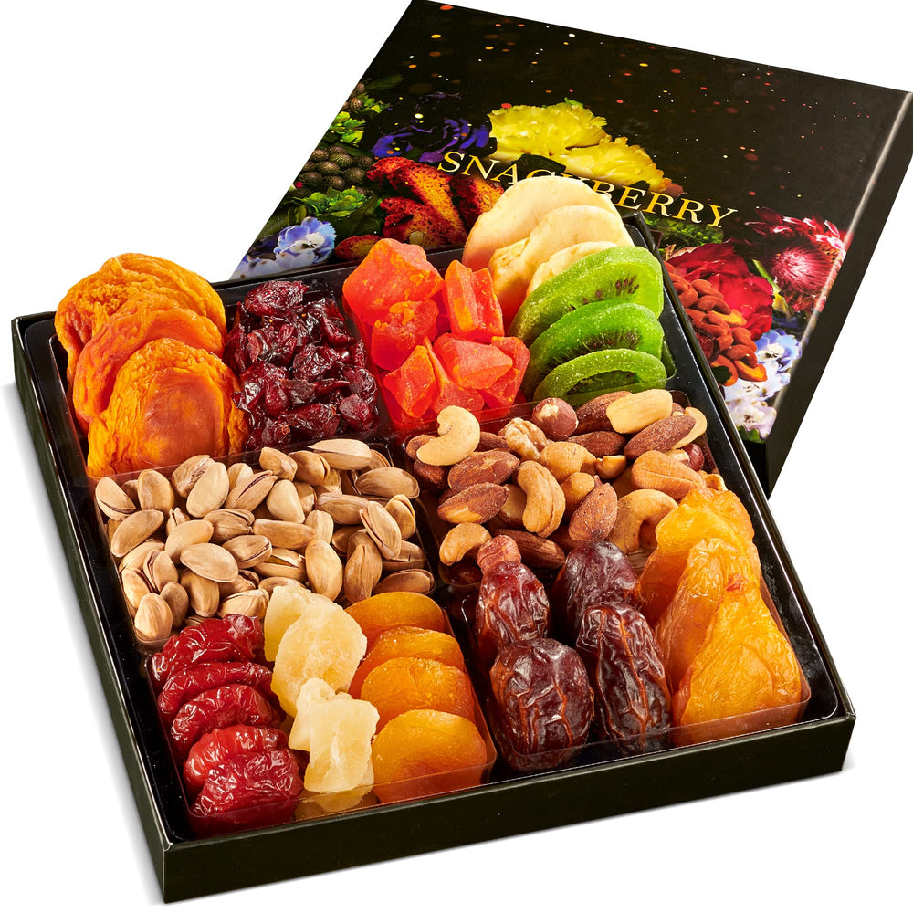 Snackberry gift basket with lid open, perfect for gifting occasions and celebrations.