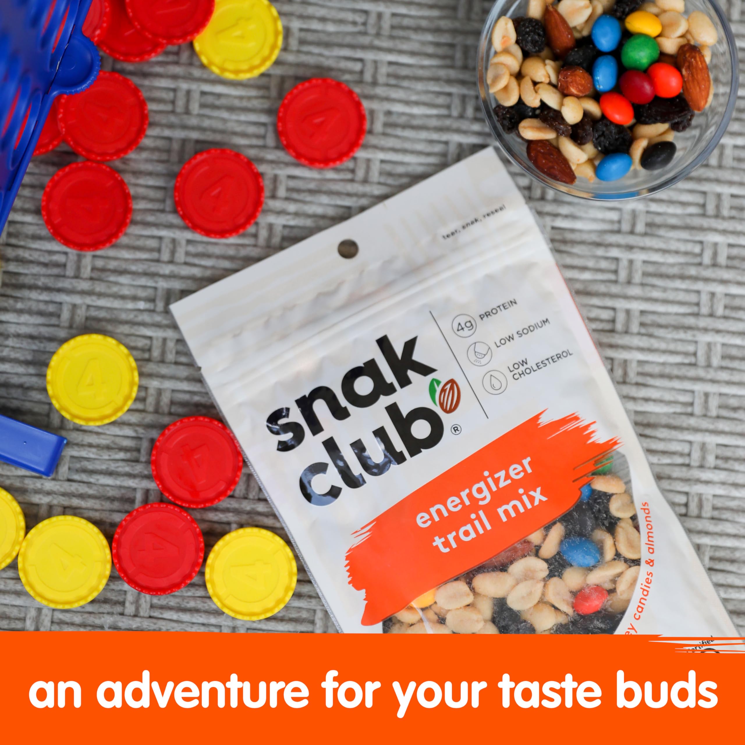 Snak Club Energizer Trail Mix roasted almonds closeup highlighting texture and protein appeal.