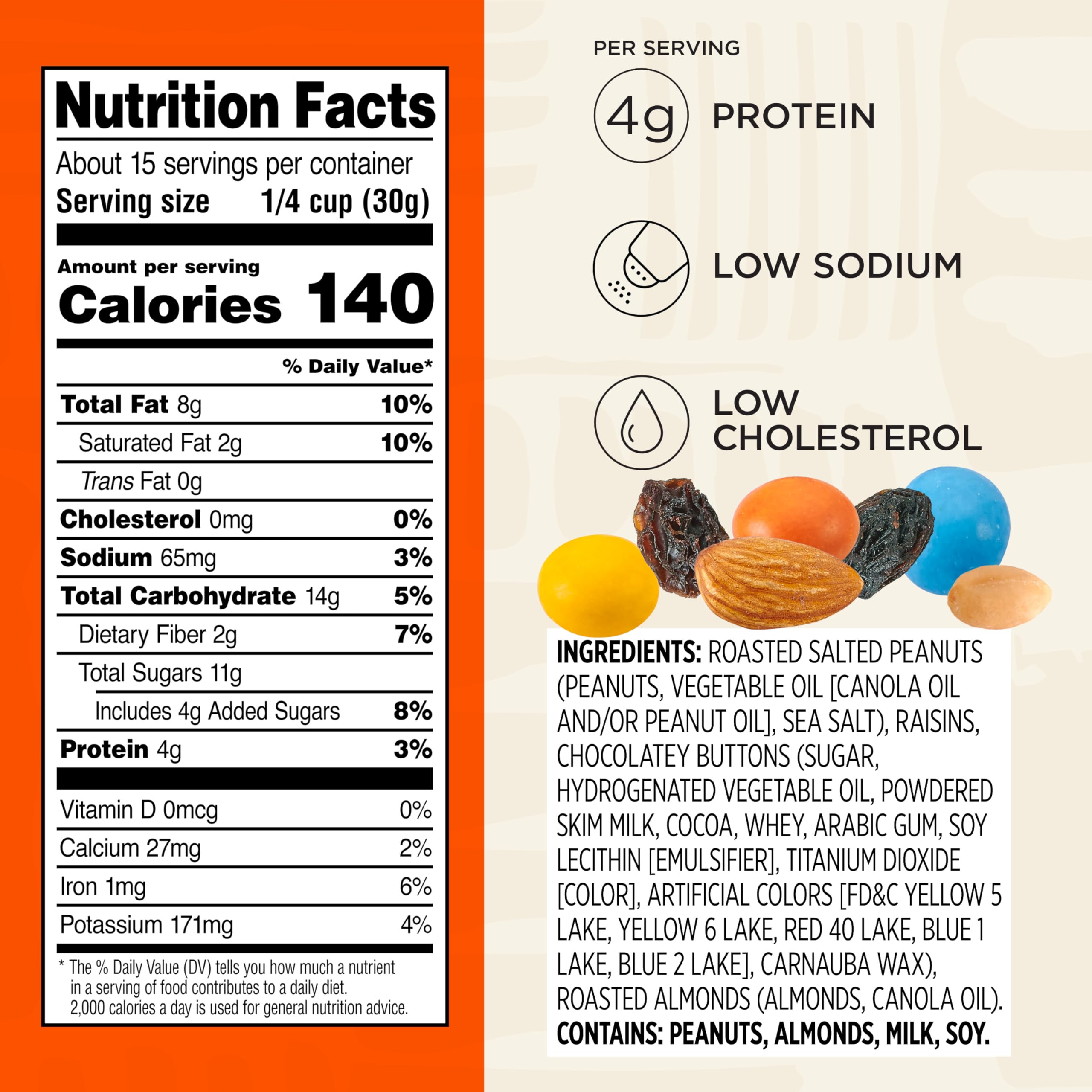 Snak Club Energizer Trail Mix closeup of roasted peanuts and almonds for crunch.
