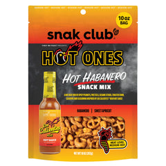 Snak Club Hot Ones Hot Habanero Snack Mix bag front shows bold heat