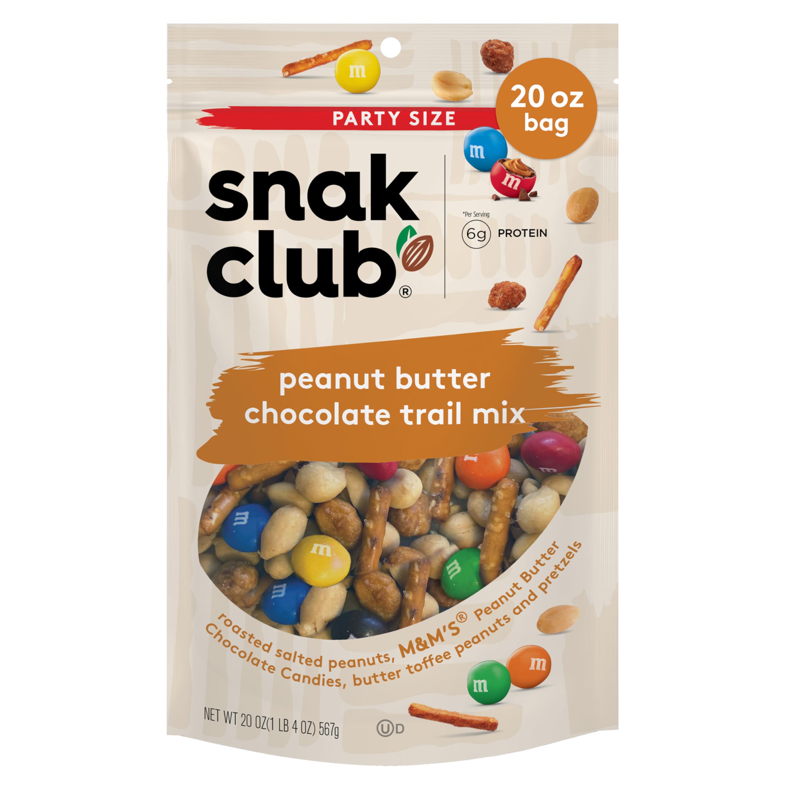 Snak Club Peanut Butter Chocolate Trail Mix bag front for on the go snacking