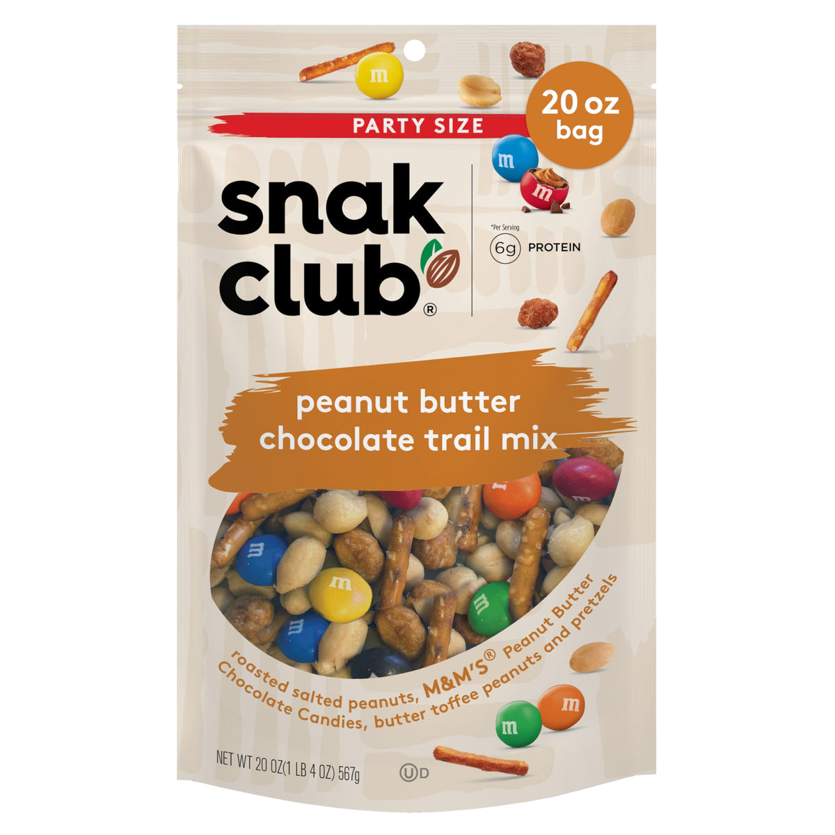 Snak Club Peanut Butter Chocolate Trail Mix bag front for on the go snacking