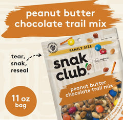 Toffee peanuts add a sweet crunch to Snak Club Peanut Butter Chocolate Trail Mix.