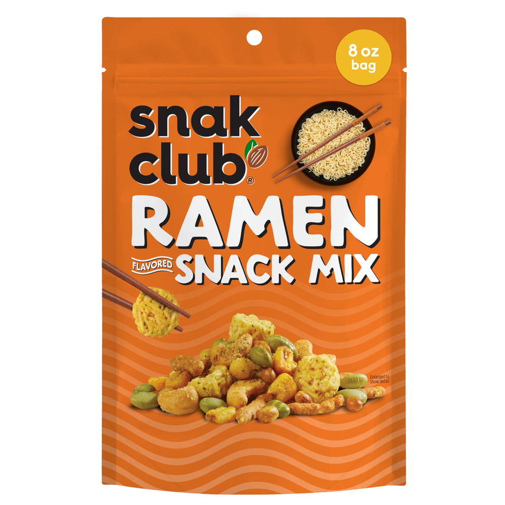 Snak Club ramen snack mix with crunchy ramen pieces for savory umami bite.