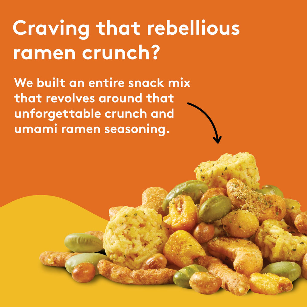 Peanuts provide a protein-rich crunch in Snak Club ramen snack mix.