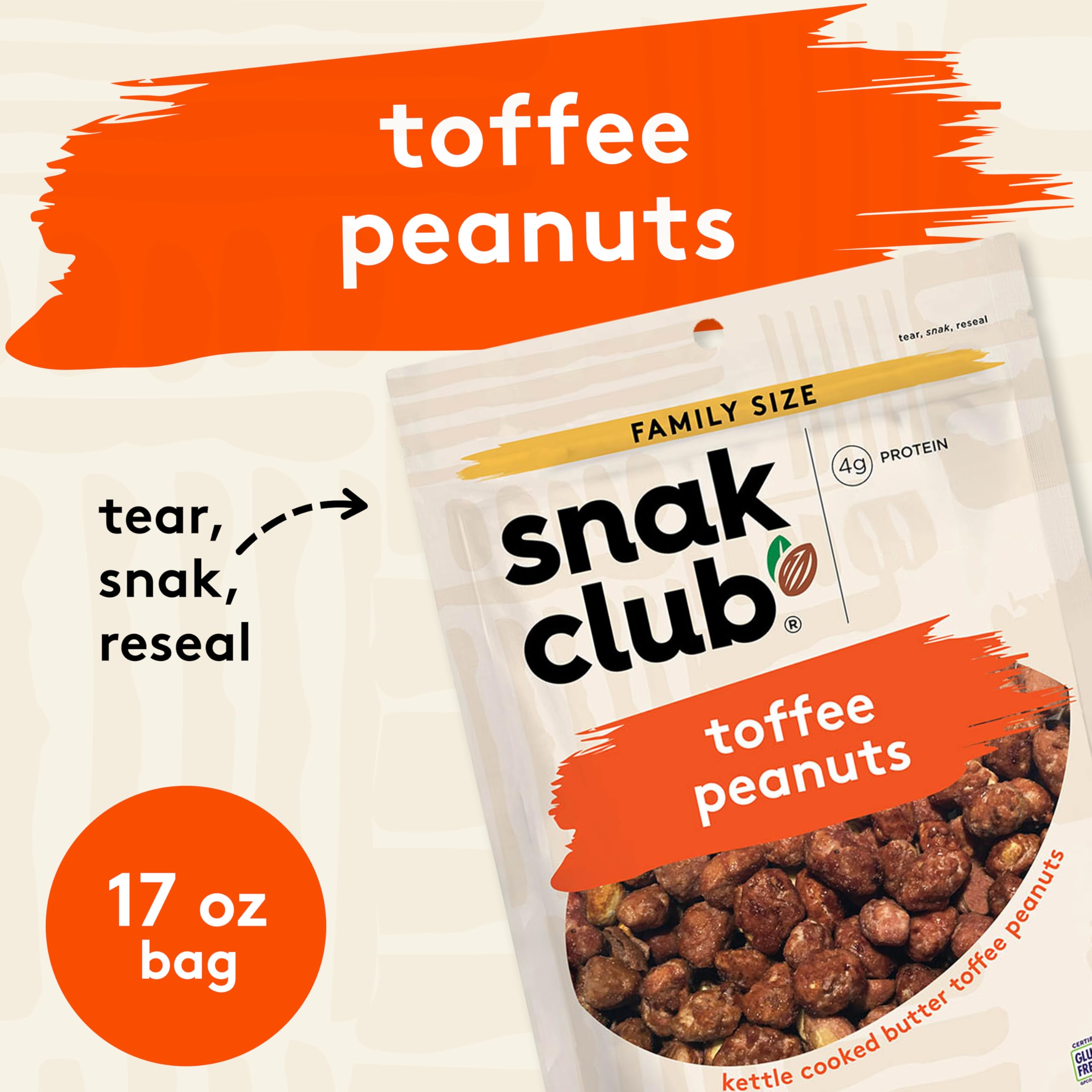 Snak Club Toffee Peanuts praline-coated nuts in a bowl showing glaze.