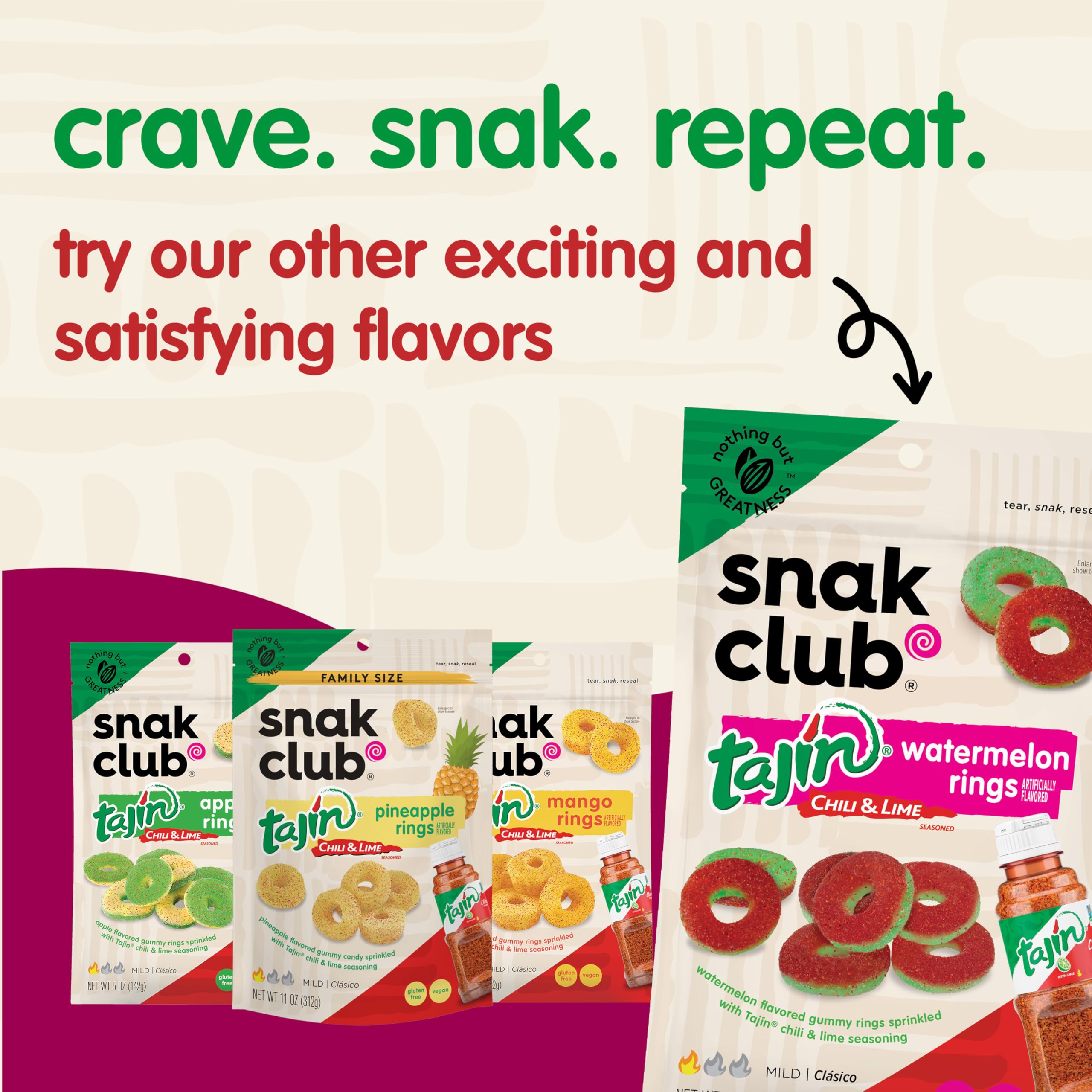 Serving plate with Snak Club Peach Rings for a party-friendly snack.