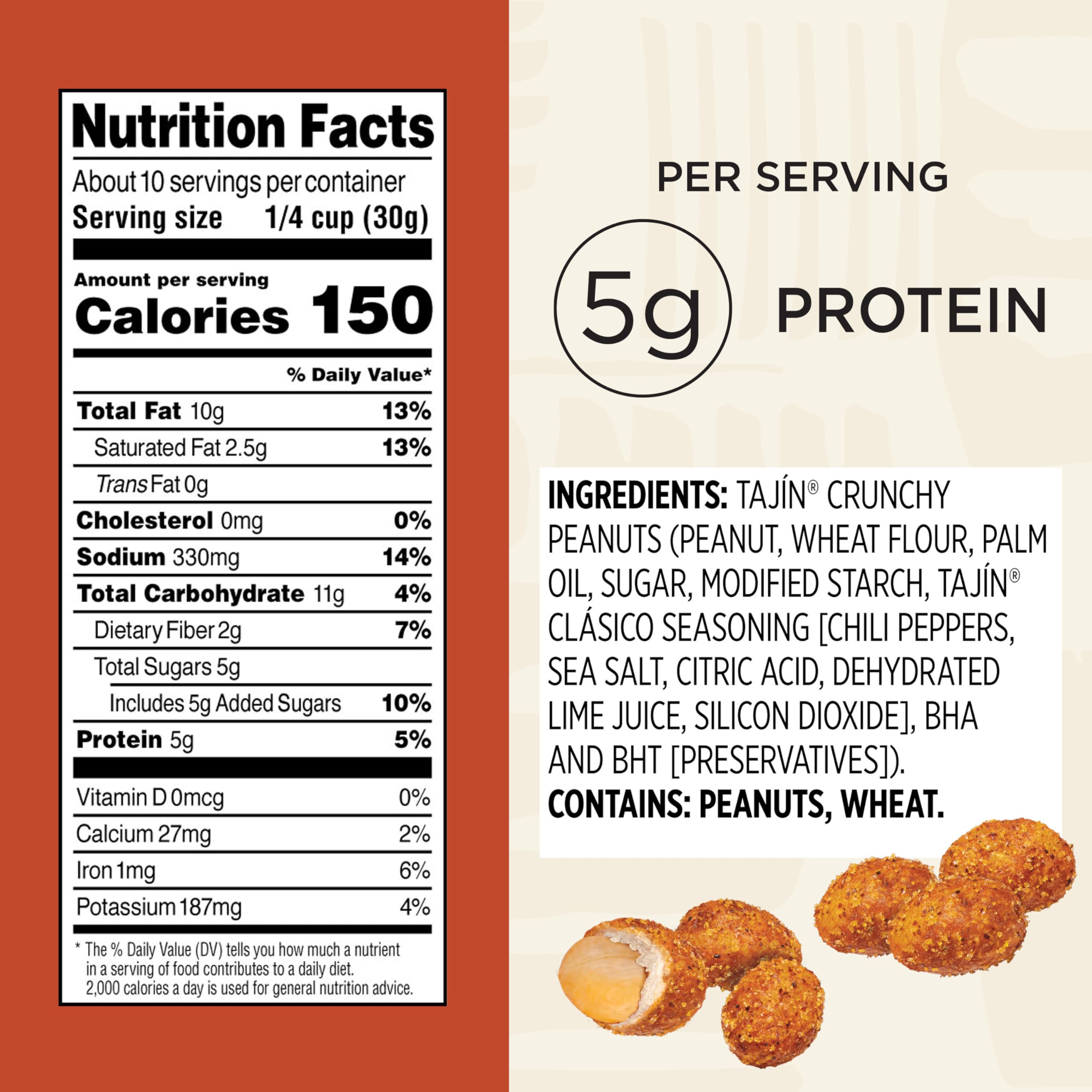 Close-up of Snak Club Tajin Crunchy Peanuts coating and crisp shell