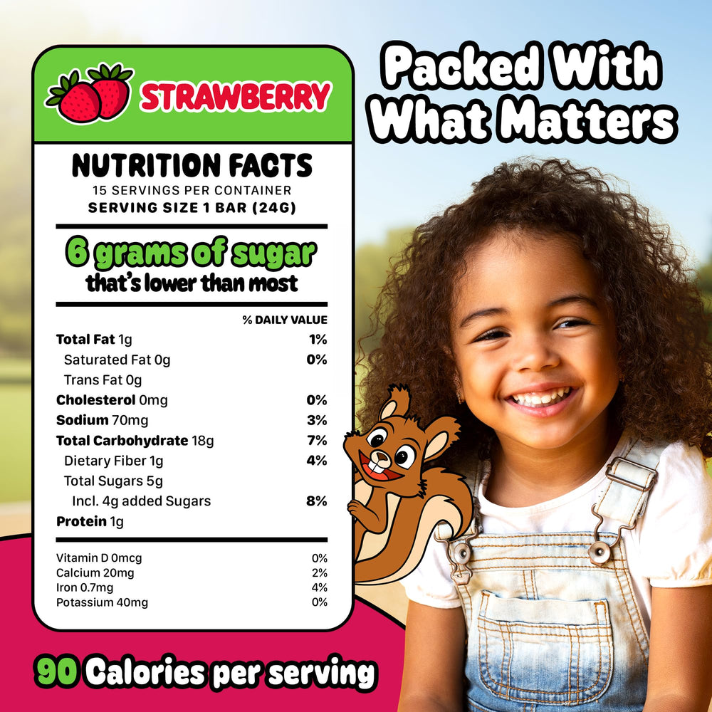Snakkidz granola bars strawberry side view ideal for busy mornings.